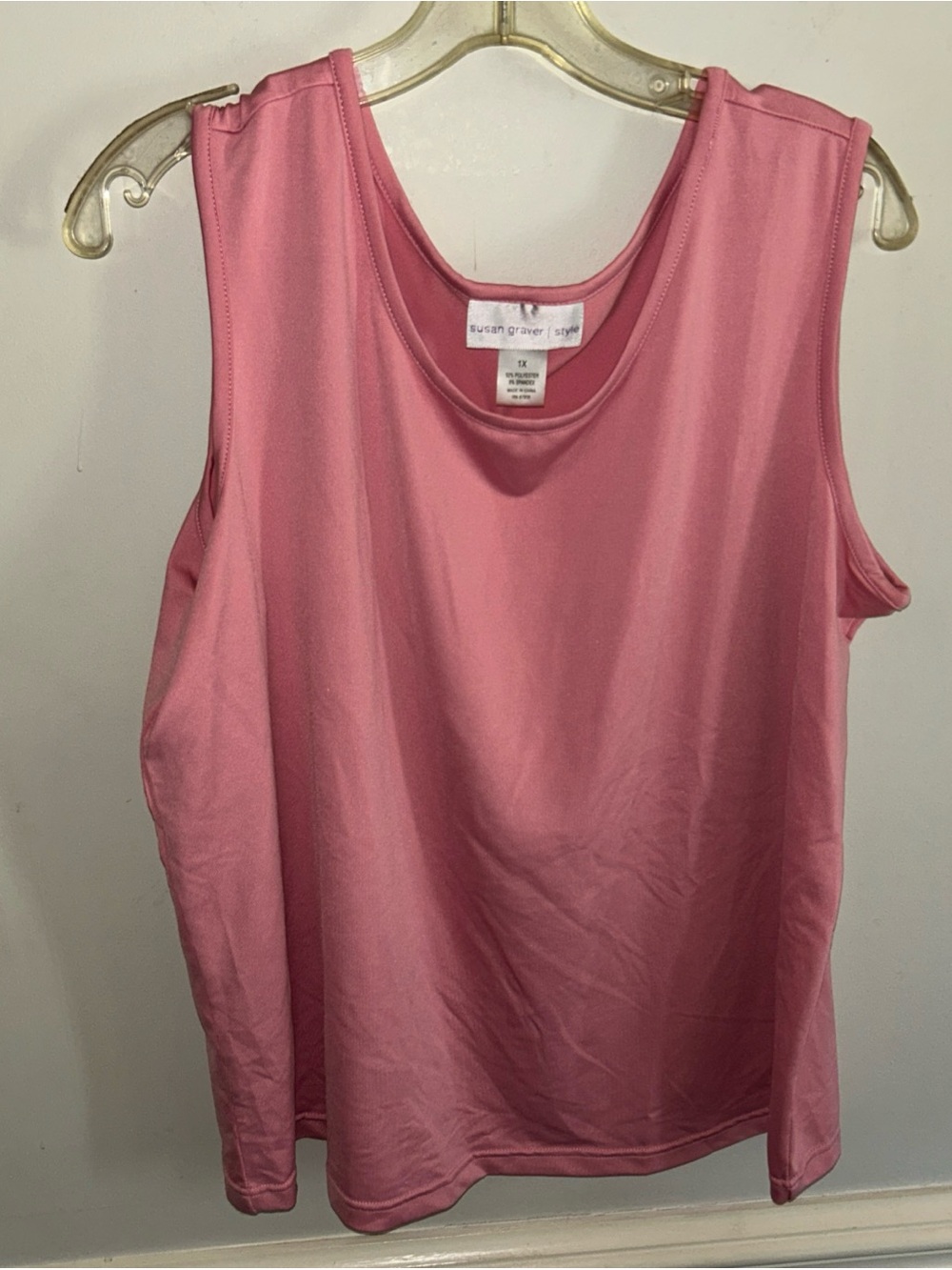 Susan Graver Rose Pink Sleeveless Scoop Neck Tank